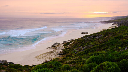 Sunset at De Hoop Nature Reserve South Africa Western Cape, the most beautiful beach in South...