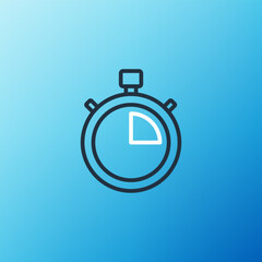 Line Stopwatch icon isolated on blue background. Time timer sign. Chronometer sign. Colorful outline concept. Vector