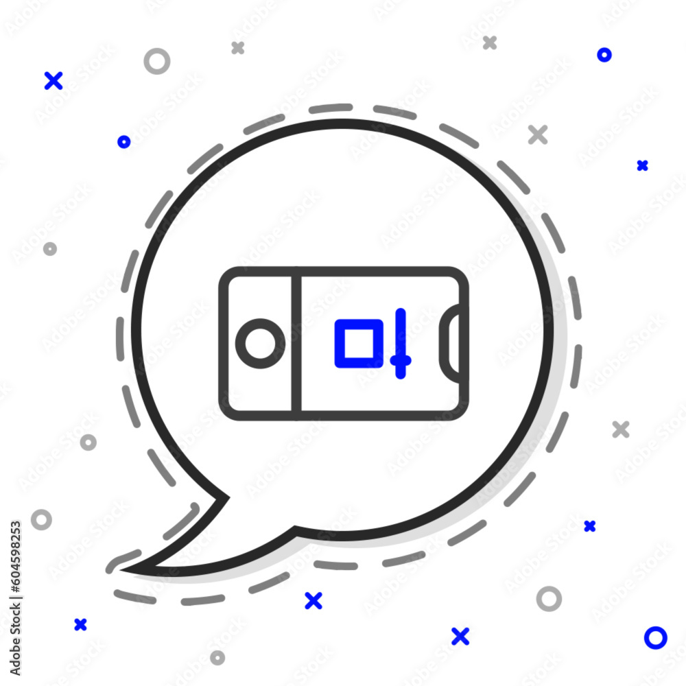 Poster line mobile phone with record frame camera icon isolated on white background. mobile app application