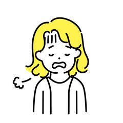 かわいい人物のイラストシリーズ _ 中性的な人物 _ 疲れた