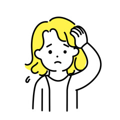 かわいい人物のイラストシリーズ _ 中性的な人物 _ 困る