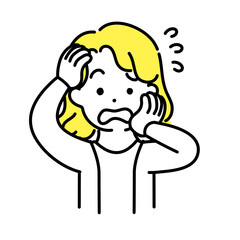 かわいい人物のイラストシリーズ _ 中性的な人物 _ 焦る