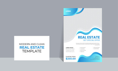 modern and corporate real estate flyer design, unique flyer design template, vector background