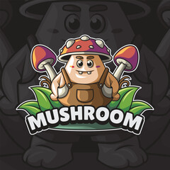 Big Mushroom Character Mascot Logo