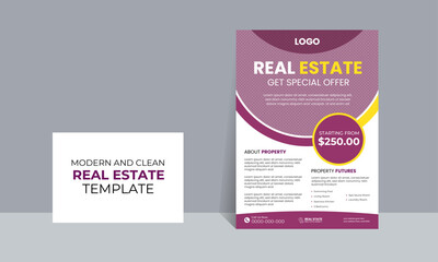 real estate flyer design. simple flyer template. vector design eps.