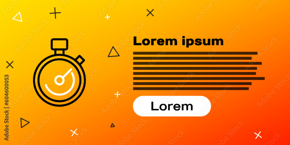Poster line stopwatch icon isolated on yellow background. time timer sign. chronometer sign. colorful outli
