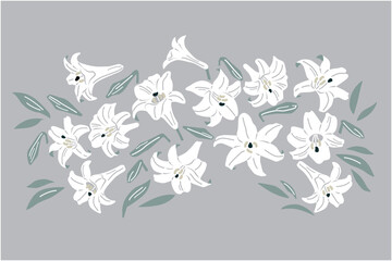 ユリの花のイラスト（くすみカラー）