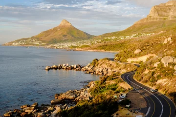 Photo sur Plexiglas Atlantic Ocean Road Chapman's Peak Drive on the Cape Peninsula near Cape Town in South Africa on a bright and sunny afternoon Cape Town, road trip Chapman's peak drive at sunset