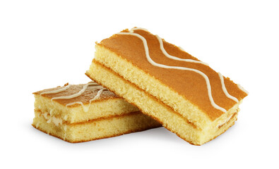 Delicious homemade sponge cakes isolated on white