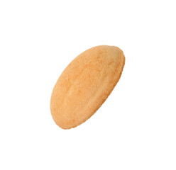 Fototapeta na wymiar Half of delicious nut shaped cookie isolated on white