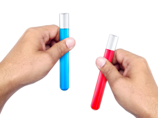 chemical test tube in hand transparent background