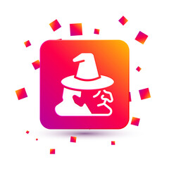 Fototapeta premium White Witch icon isolated on white background. Happy Halloween party. Square color button. Vector