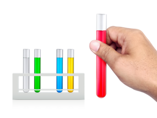 chemical test tube in hand transparent background