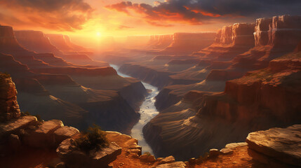 A stunning view of a grand canyon. generative AI