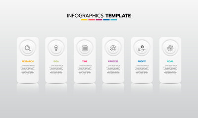 Business infographic template process with simple geometry square, rectangle, circle, triangle, curves in flat design template with thin line icons and 5 options or steps. Vector illustration.