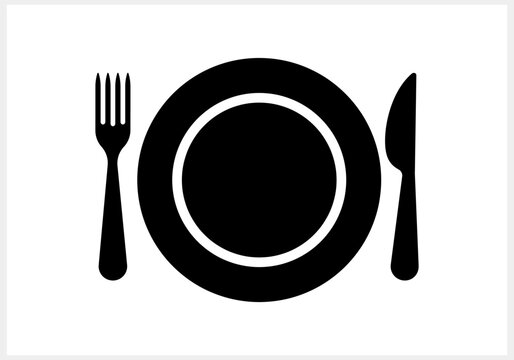 Stencil fork knife icon isolated Food clipart Vector stock illustration EPS 10
