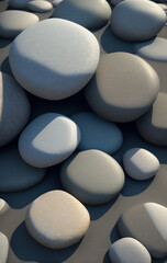 Abstract background with round pebble stones. Ai generated technology