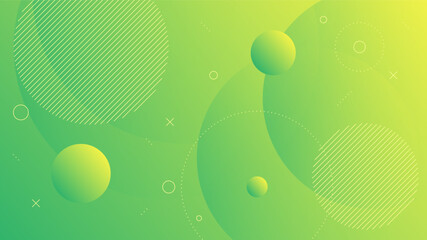 Modern Abstract Background with Motion Round Circle Memphis Retro and Yellow Green Gradient Color