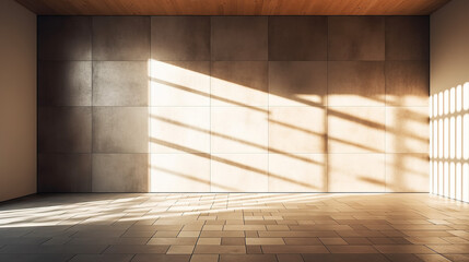 Beautiful sunlight shadow on blank smooth clean concrete . - obrazy, fototapety, plakaty