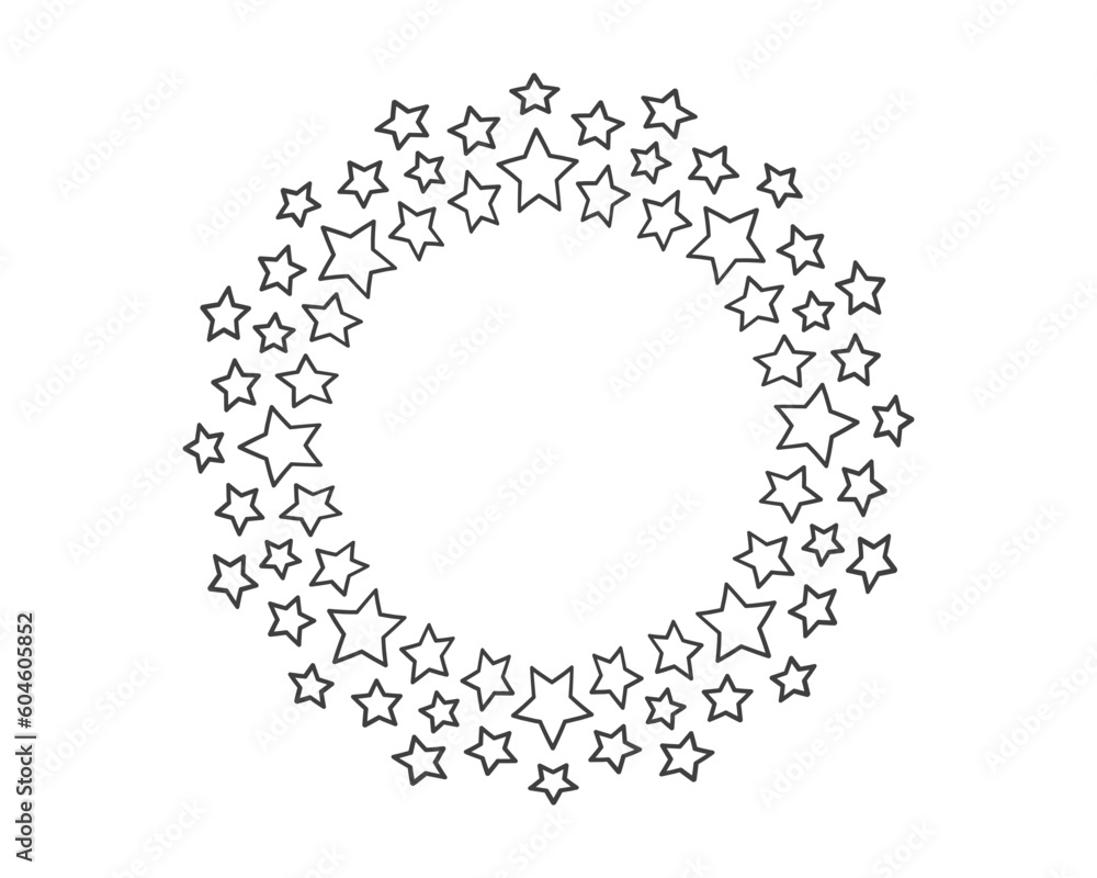 Poster start decoration frame in vector. stars abstract round border.