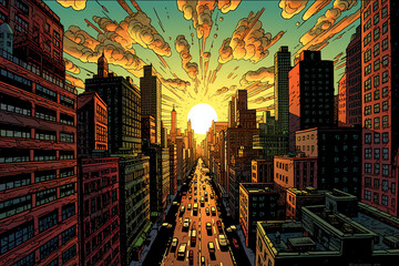 comic book style of a new york city pop art. generative AI - obrazy, fototapety, plakaty