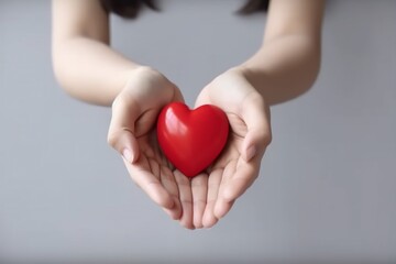 Obraz na płótnie Canvas cardiogram woman valentine love donor fight hold red health care hand. Generative AI.