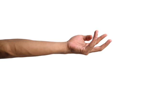 Man's Hands in Various Poses on Transparent or White Background