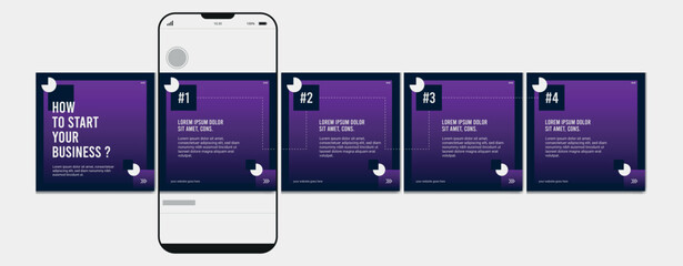 Set Of Instagram Carousel Post Template, Editable Instagram carousel post, social media carousel post for business, template eps 10. © Graphaxil