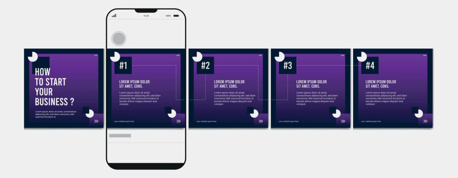 Set Of Instagram Carousel Post Template, Editable Instagram carousel post, social media carousel post for business, template eps 10.