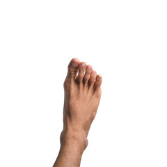 Obraz premium Male Feet in Various Poses on Transparent or White Background