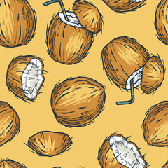 Tropical coconut. Coco cocktail. Exotic beach summer fruit. Hawaii nature drink bar