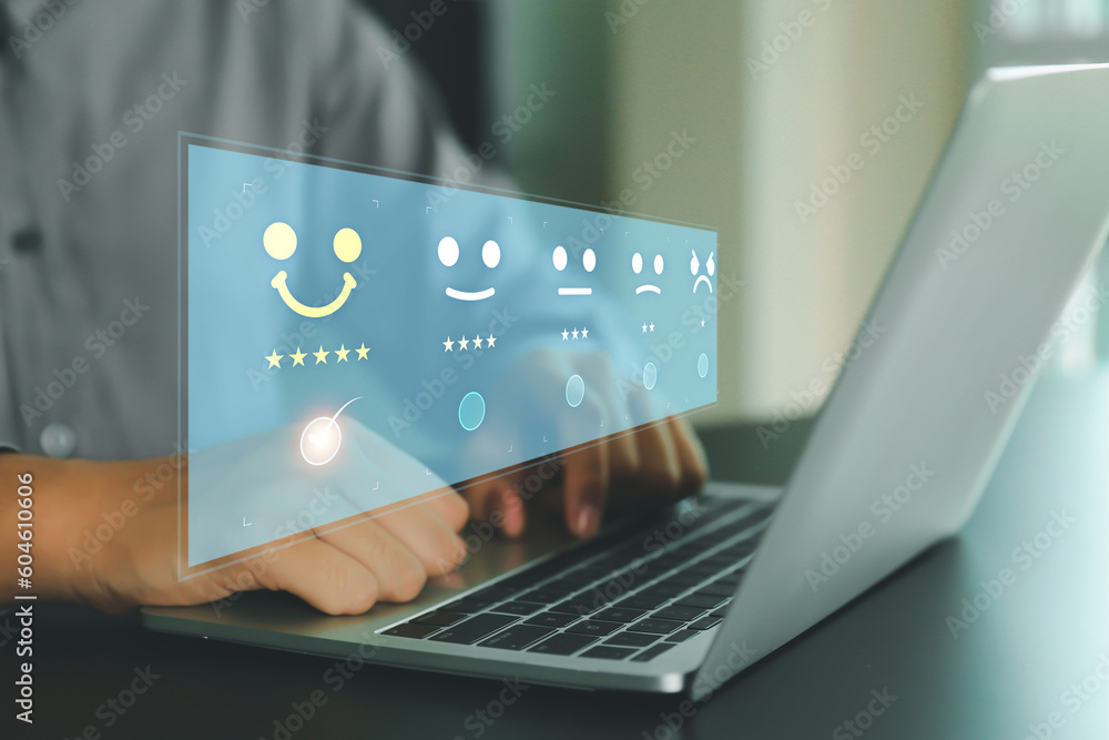Aufkleber Customer service satisfaction survey feedback for business review rating and best service or finance digital marketing poll or user comment concepts.