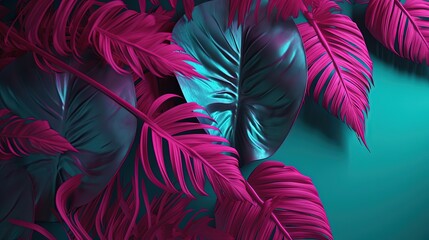 abstract dark green purple metallic surface, natural leaf background tropical by ai generative