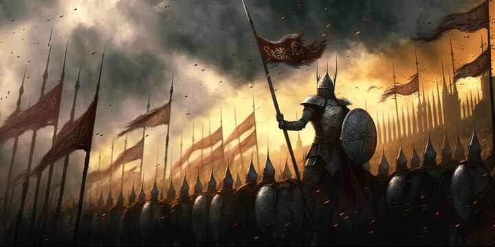 Fantasy medieval battle by ai generative