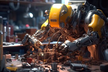 Futuristic sci-fi robot mechanic using generative AI