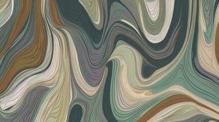 organic lines seamless pattern with cool color army green