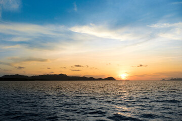 Sea coast with Twilight sky, Sunset.