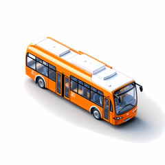 Orange commercial school bus transport, 3d render, on white background, AI generated