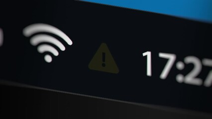 Animation of an Error or Something Went Wrong Notification on the Taskbar,  Fictitious Data Created Exclusively for This Concept Footage
