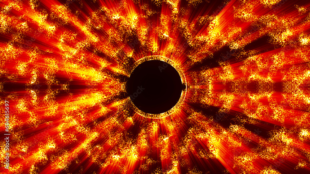 Poster abstract futuristic glowing with yellow light round dark sphere space star. big data visualization. 