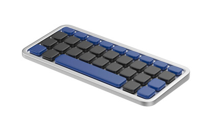 Simple wireless computer keyboard on transparent background