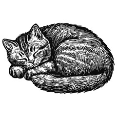 cute sleeping cat vector sketch