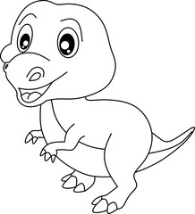 Dinosaur carton line art for coloring book page.