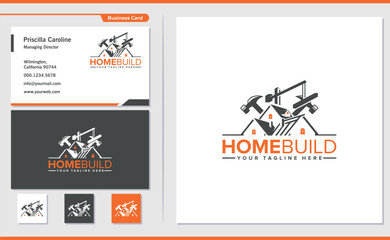 Construction Logo Illustrations & Vectors with a business card template