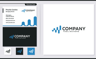 technology and communications logo vector design elements with a business card template