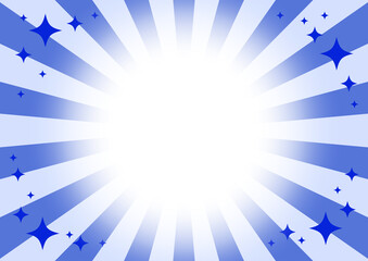 青色の集中線にキラキラを散りばめた中央が光る背景イメージ素材