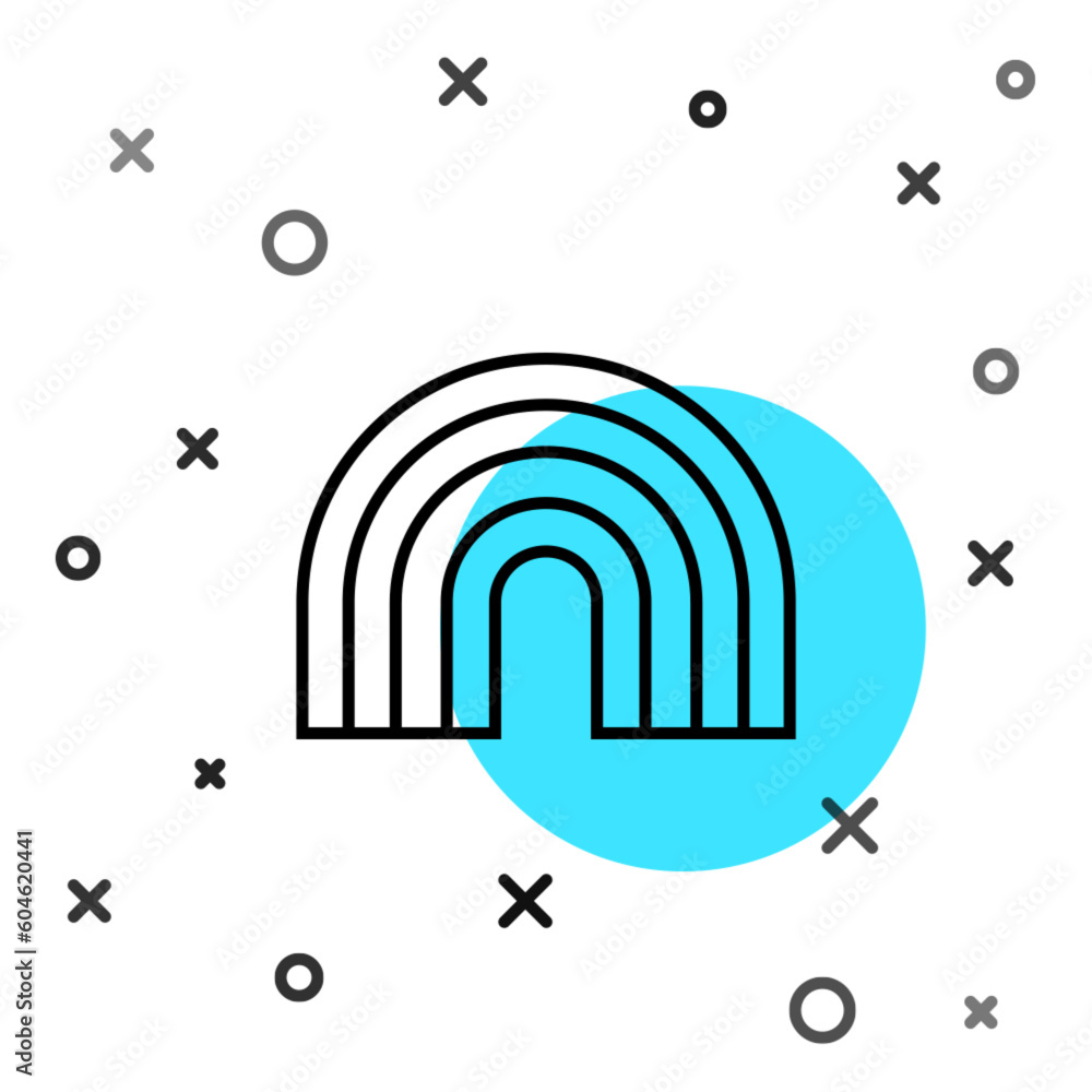 Poster Black line Rainbow icon isolated on white background. Random dynamic shapes. Vector