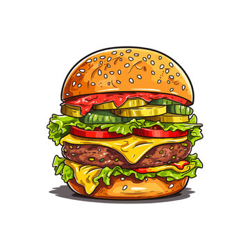 Delicious Hamburger illustration vector. asset for Hamburger Day design.