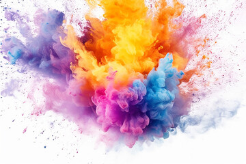 colorful powder paint explosion. abstract background. Generative AI
