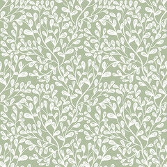 Nature Branch Leaf Seamless Pattern Green Background